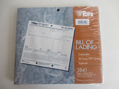 BILL OF LADING 3841 Tops pkg of 50 Carbonless snap-off triplicate forms NIP