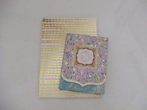 New Note Pad S Initial with Floral Print &amp; Gold Geometric Foil Notebook Journal