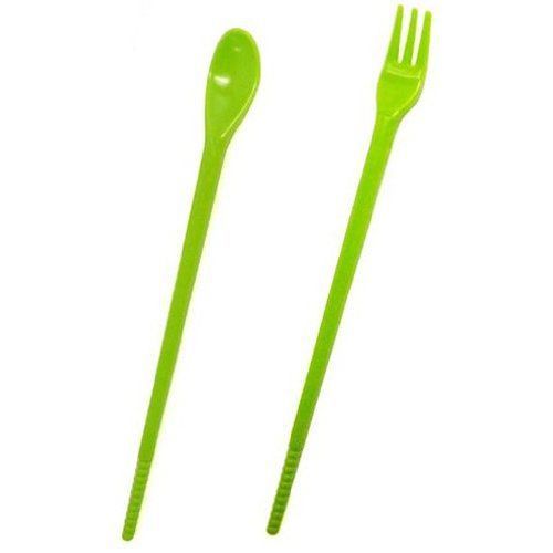 Poratble Compact Utencils Set 3WAY CHOPSTICKS GREEN w/ Fork Spoon Case JAPAN New