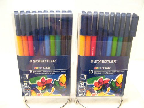 STAEDTLER NORIS CLUB FIBRE TIP DRY SAFE PEN Pack of 10 1mm MULTI COLOR  Lot of 2