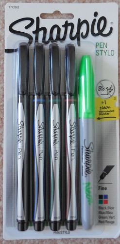 Sharpie Pen Stylo Fine Point Pen 4 Color Ink Pens Black Blue Green Red and bonus