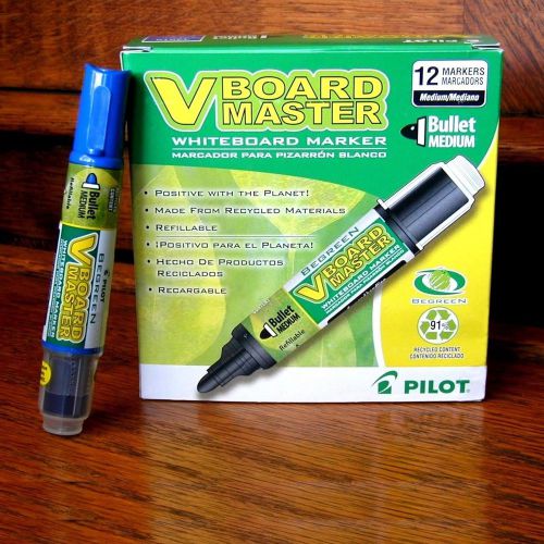 NEW 12-PACK BOX PILOT V BOARD MASTER WHITEBOARD MARKER BLUE 43919 vbmm-blu-bc