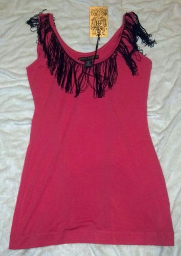 NWT Morphine Generation Coral Modal Shirt/Tunic/Mini Dress -Fringe Flapper M 6/8