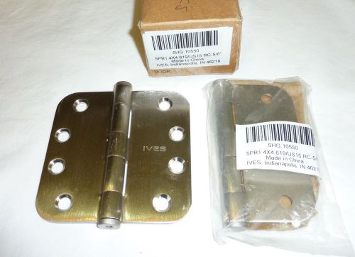 2 Ives 5PB1 4&#034; x 4&#034; 619/US15 RC-5/8&#034; Mortise Butt Hinges No Screws SATIN NICKEL