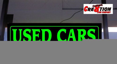 Led light box sign- used car dealer 46&#034;x12&#034;- 8 color choice neon/banner altern. for sale