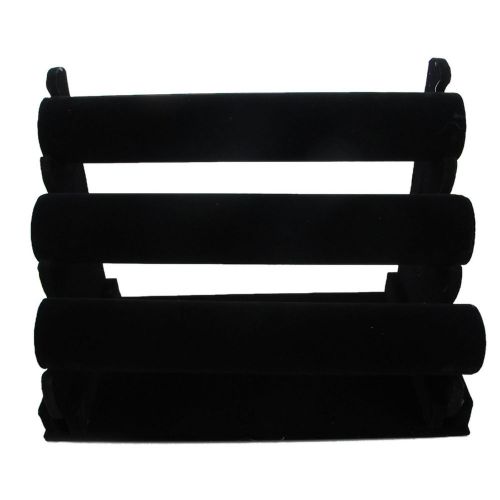 3-Tier Black Velvet Jewelry Bracelet Watch Display Rack Holder - Countertop