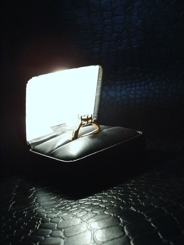 Brand new fancy black leather engagement ring box with bright light led ring box for sale