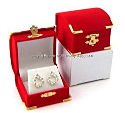 48 Red Velvet &amp; Brass Accent Earing Jewelry Display Presentation Gift Boxes