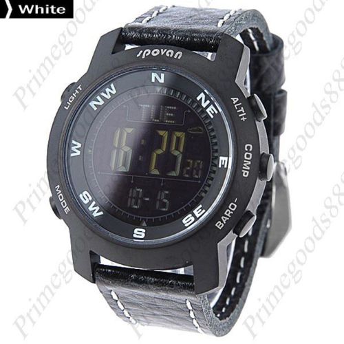 Waterproof Digital Sports Dual Time Compass Alarm Men&#039;s Wrist Wristwatch White