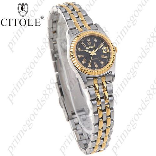 Stainless Steel Quartz Wrist Date Free Shipping Silver Gold Golden  Women&#039;s