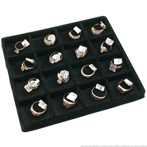 16 Slot Jewelry Coin Black Showcase Display Tray Insert