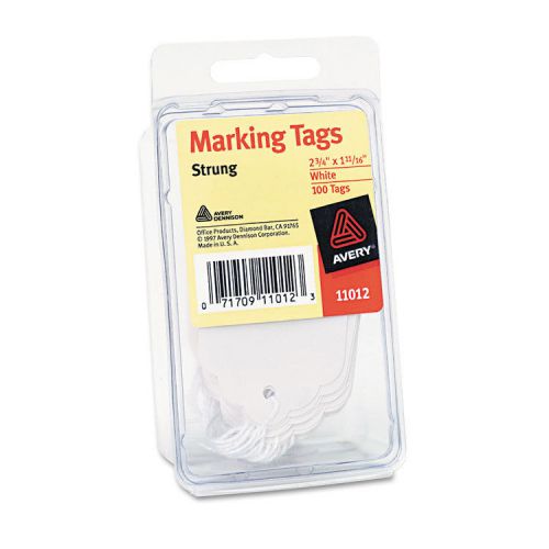 Avery Marking Tags, Strung, White, 2-3/4 x 1-11/16, 100/Pack (11012)
