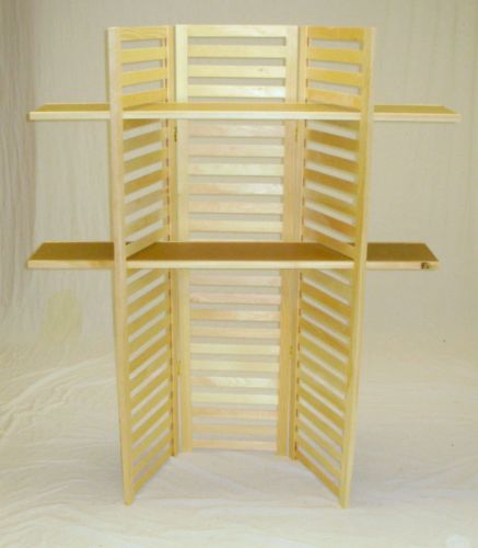 Three Panel Display Unit , 3 Section Unit 58&#034; Tall - (2) Shelves Folds Flat