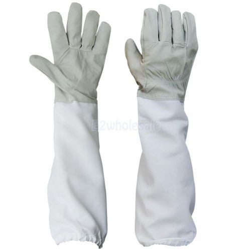 1Pair Protective Beekeeping Gloves Goatskin Bee Keeping w/ Vented Long Sleeves