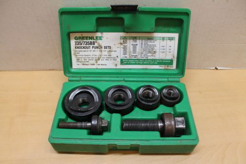 Greenlee ball bearing knockout punch set 735bb 1/2&#034; 3/4&#034; 1&#034; &amp; 1-1/4&#034; - nice for sale