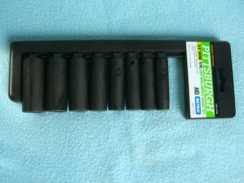 Pittsburgh  3/8 Drive 8 Piece Deep Wall Impact Socket Set Metric Size 10-19