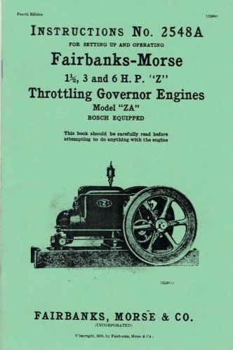 Fairbanks morse model za 1 1/2 3 6 hp z throttle instruction book manual 2548a for sale