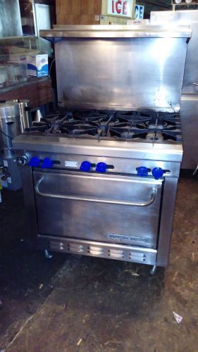 36&#034; commercial montague grizzly nat. gas 6 burner range w/ oven stainless steel for sale