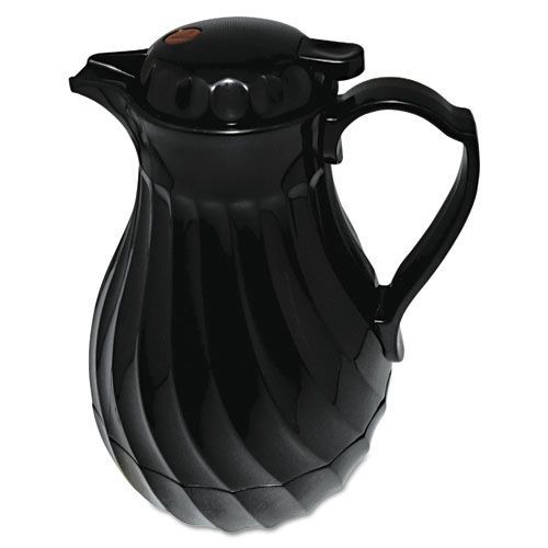 Hormel poly lined black swirl design carafe, 64 oz. capacity. sold as each for sale