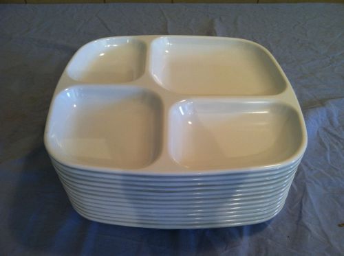 (12) QUADRILLE 4 COMPARTMENT SERVING TRAYS (WHITE) 1 DOZEN # P-38