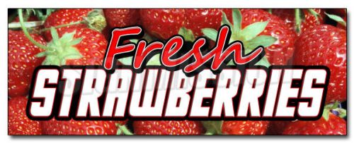 12&#034; FRESH STRAWBERRIES DECAL sticker fruit stand cart berries shortcake produce