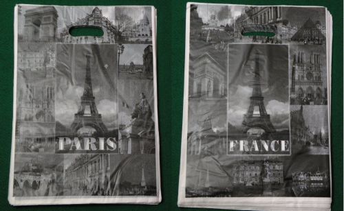 9.75&#034;x13&#034; 100 pc paris scenic tour fashion poly/plastic retail shopping gift bag for sale