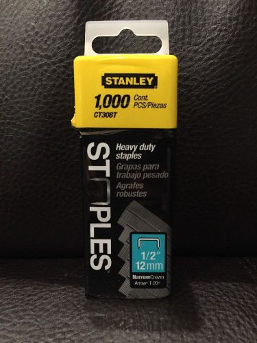 Stanley 1/2&#034; Heavy Duty Narrow Crown Staples CT308T 1000 ct Pack
