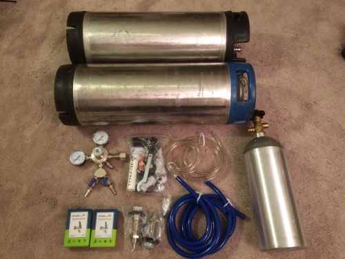 Two keg door mount homebrew kegerator kit ball lock w/ co2 tank for sale