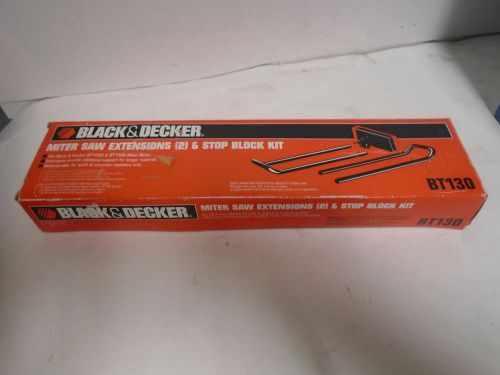 NEW BLACK &amp; DECKER MITER SAW EXTENSIONS (2) &amp; STOP BLOCK KIT BT130, NIB