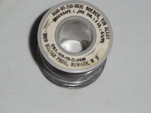 .063 TIN ALLOY SOLDER MADE BY BOW SOLDER PROD., NEWARK, NJ - 16oz - NEVER USED