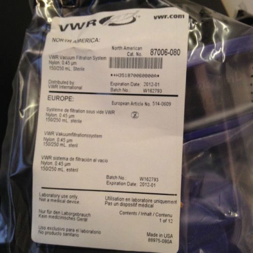 Vwr 87006-080 vacuum filtration system nylon 0.45 um, 150/250ml case of 12 for sale