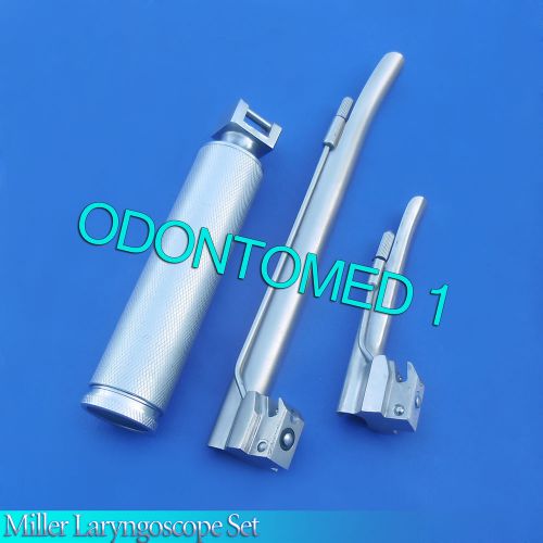 LARYNGOSCOPE MEDIUM HANDLE C + 2 MILLER BLADE #1 and #4 ENT ANESTHESIA SET