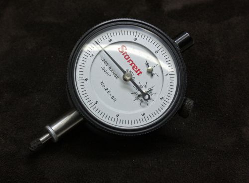 Starrett 25-611 Dial Indicator .200” Range, Dial Reading 0-10, .0001” Grad.