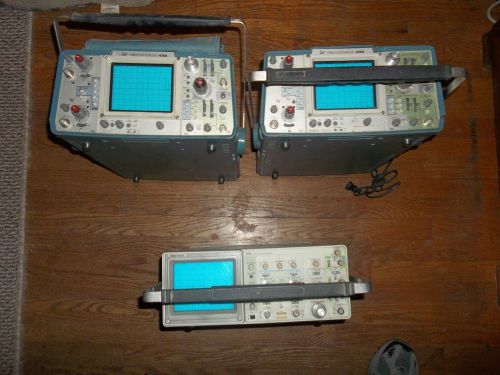 Lot of 3 tektronix oscilloscopes 2 455 &amp; 1 2215 for parts or repair may work