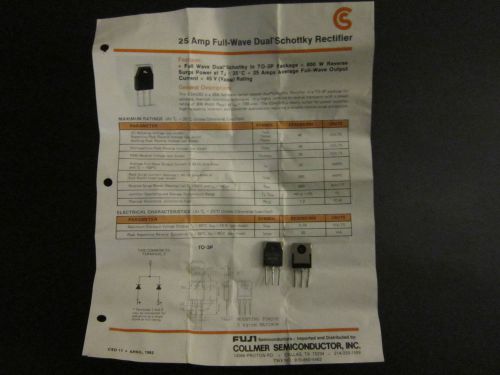 2PC 25 AMP FULL-WAVE DUAL SCHOTTKY RECTIFIER