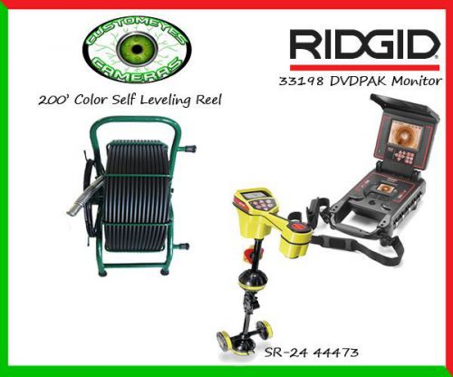 Customeyes 200&#039; sl reel &amp; ridgid 33198 dvdpak monitor &amp; ridgid 44473 sr-24 for sale