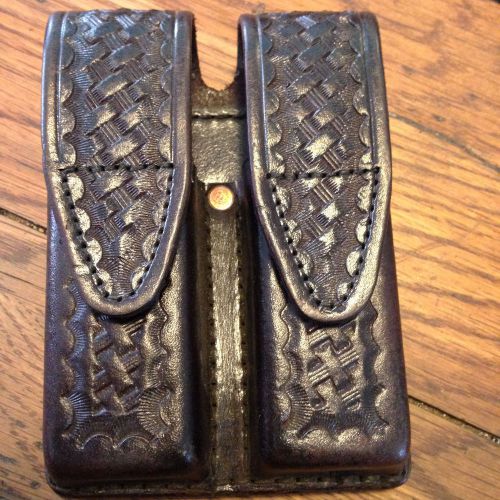 TEX Shoemaker &amp; Sons 230 Double Magazine Holder, Basketweave  Cordovan