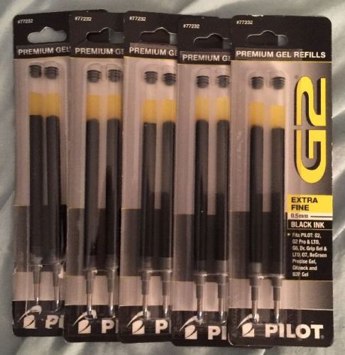 5 Set Of 2/PK Pilot 77232 G2 Gel Ink Refill, Extra Fine Point, Black Ink 0.5mm