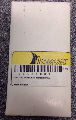 New!! Interstate 1/8&#034; 118D HSS Black Jobber Drills    LOC x 2-3/4&#034; OAL QTY 12