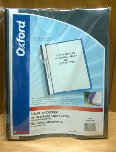 Oxford Esselte Clear Front Report Covers 25 Black non glare 2 - 3 clamp ID Strip