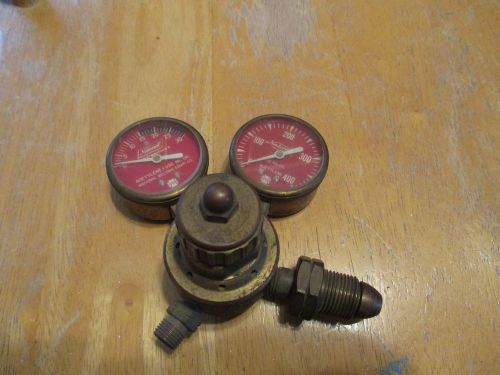 Brass National Oxygen Regulator Double Gauge 2x Hookup Steampunk Industrial #703