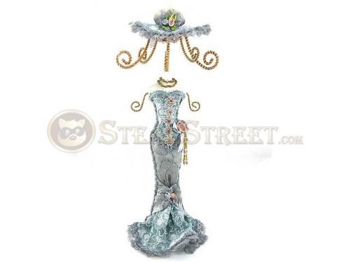 12.5 Inch Blue Mini Mannequin Jewelry Stand with Floral Detailing