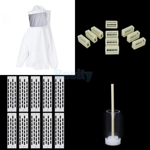 Beekeeping Veil Suit Smock+10 Queen Cages +10x Queen Excluder+Queen Marking Cage