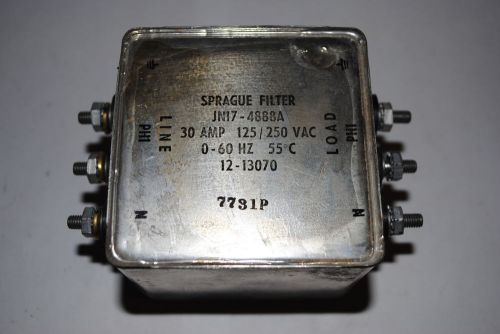 Sprague JN17-4888A 125 / 250VAC 30A   0 - 60Hz Line Filter EMI