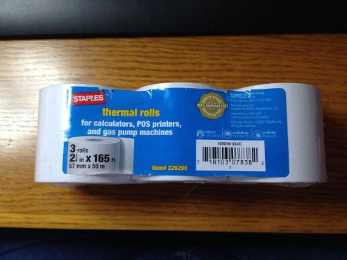 Thermal 2 1/4&#034; x 165&#039;, 3 rolls for calculators, pos printers &amp; gas pump for sale