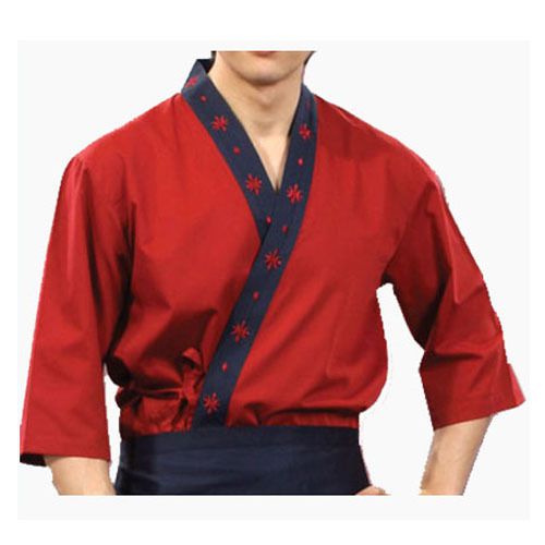 Red chef jackets coat sushi restaurant bar clothes uniform japanese women men for sale