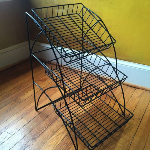 3-tiered wire shelving display rack for tabletop use - black for sale