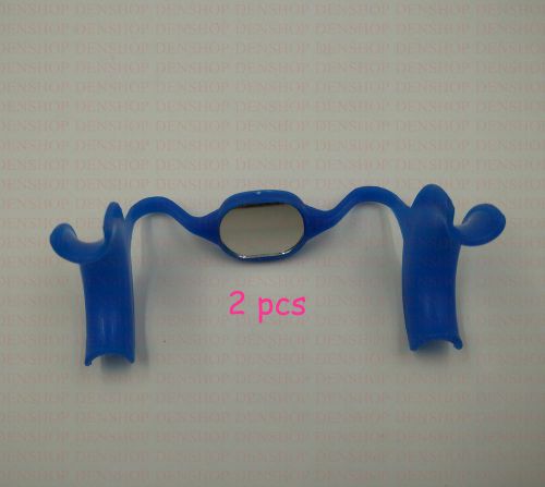 2 pcs Dental Teeth Whitening Lip Retractors Clear Blue M-Shape Middle Size