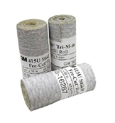 10 new 3M Stikit 415U 2-1/2&#034; x 95&#034; Refill Rolls 220 Grit Sanding PSA Roll 16283