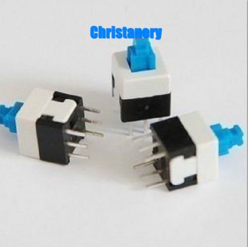 50pcs 8*8mm 8X8mm Blue Cap Self-locking Type Square Button Switch Control